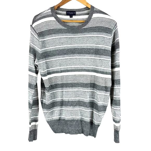 Peter Millar Other - Peter Millar NWOT Keys Striped Linen and Merino Wool Blend Sweater Gray Size M